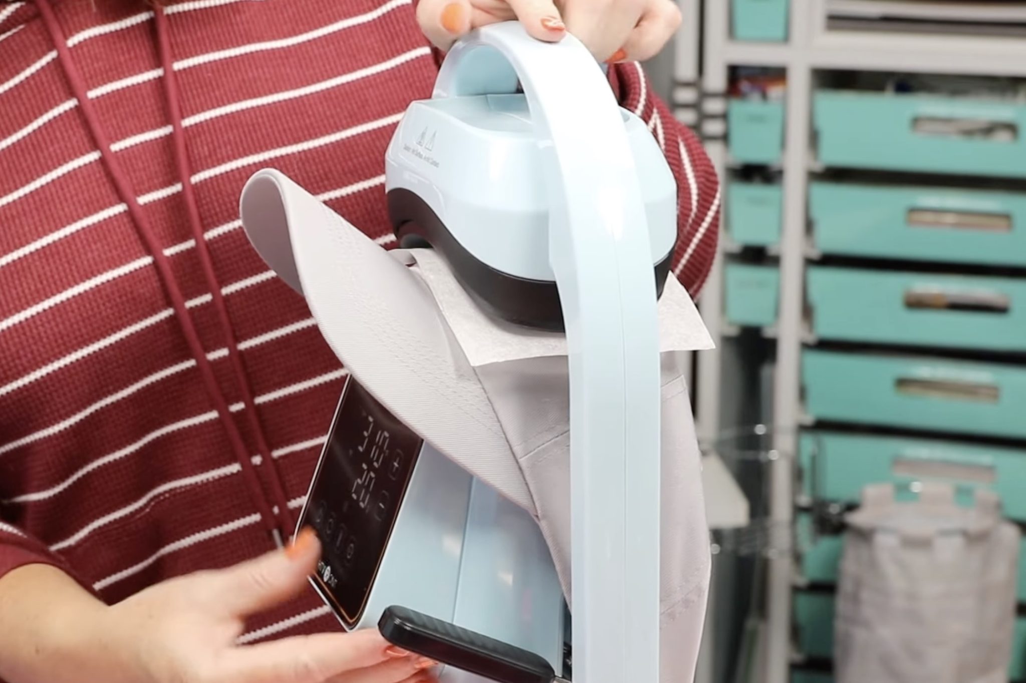 Press patch onto hat.