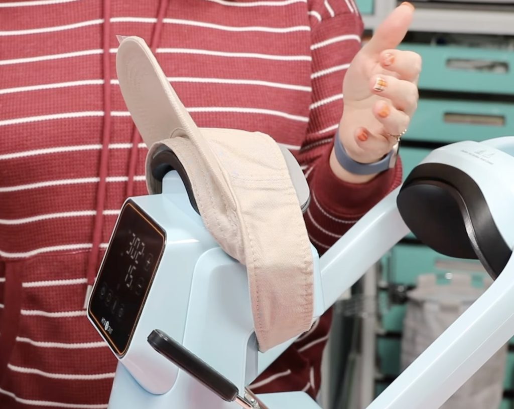 adding visor to hat press