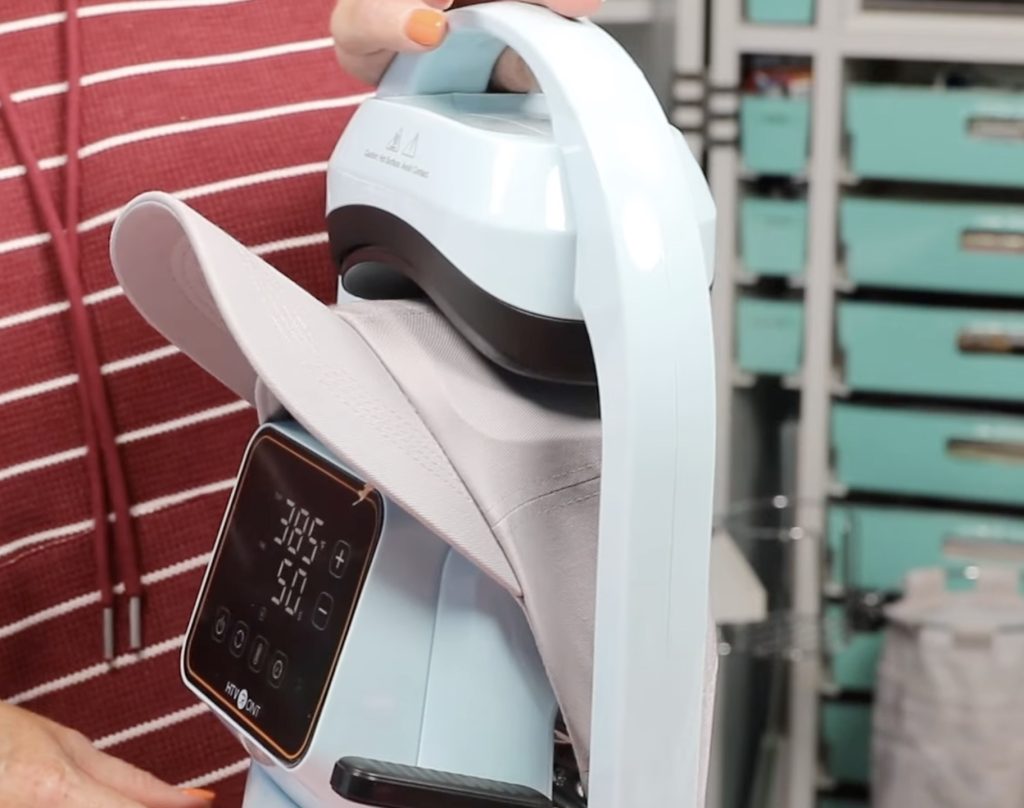 pressing with the htvront auto hat press