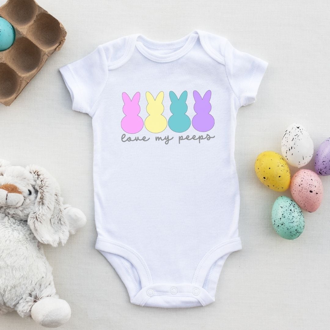 Love My Peeps finished onesie.