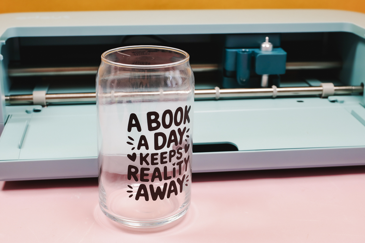 Finished vinyl decal glass can.