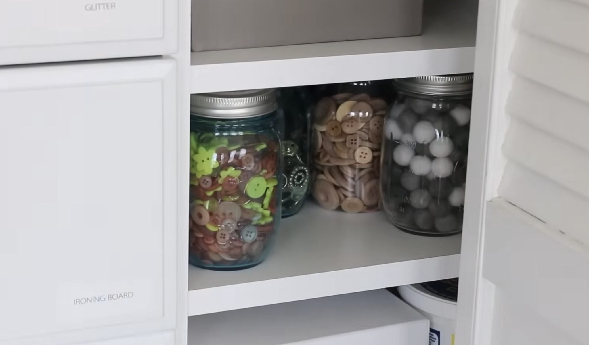 Use jars to organize small craft supplies.