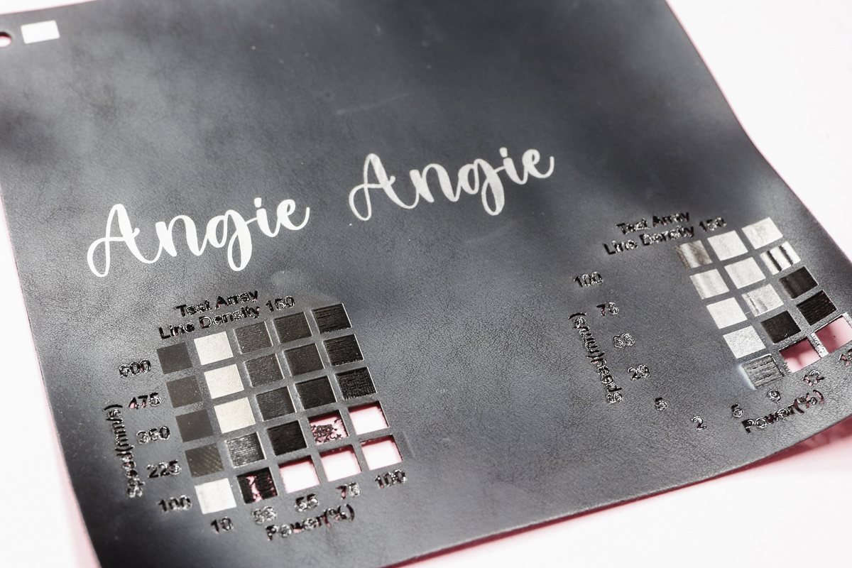 First laser engraving test array.