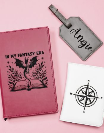 Laser engraving faux leather finished projects - square.