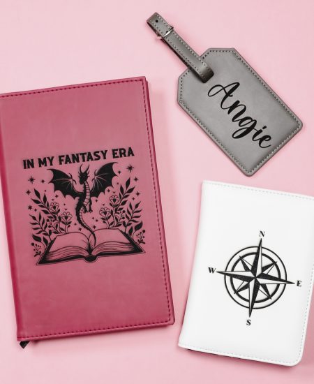 Laser engraving faux leather finished projects - square.