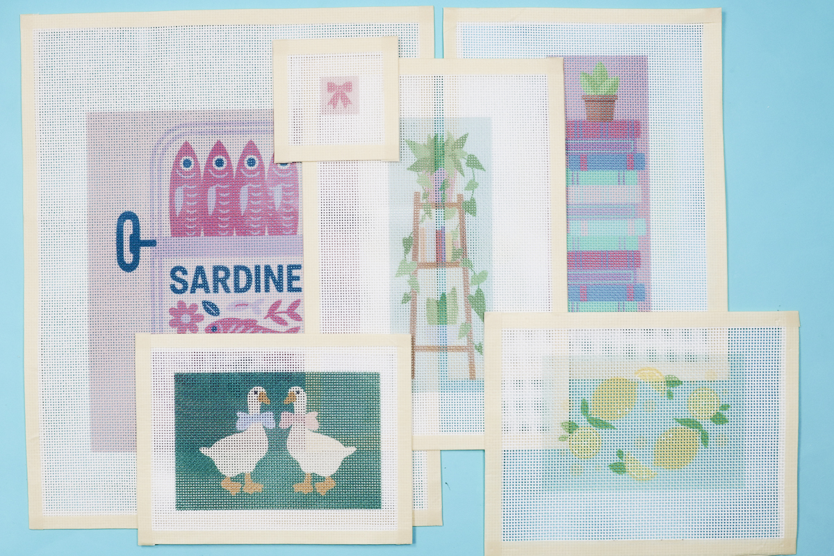 Finished sublimation needlepoint canvases.