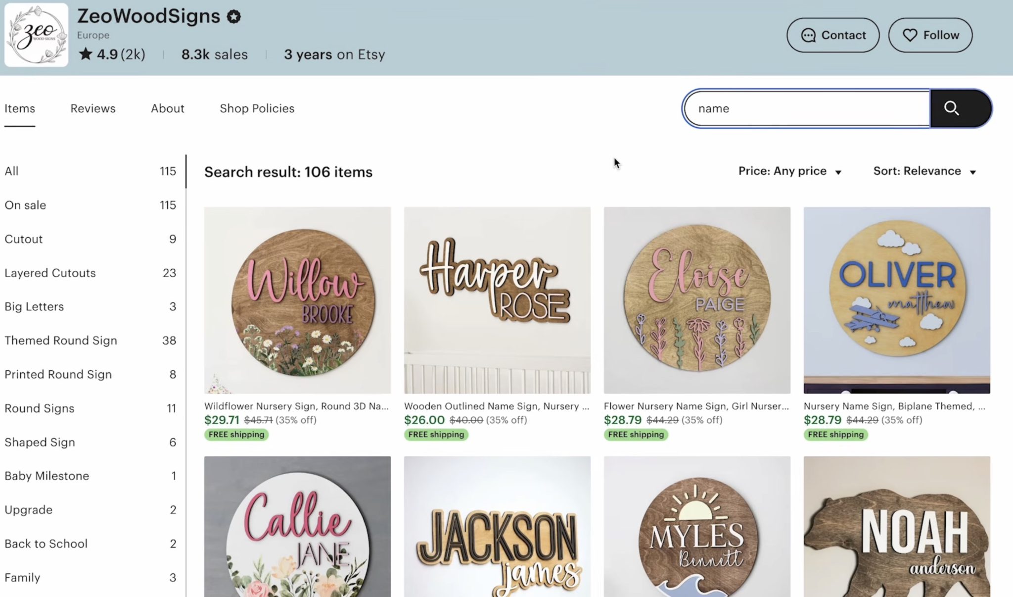 Personalized laser wood name signs.