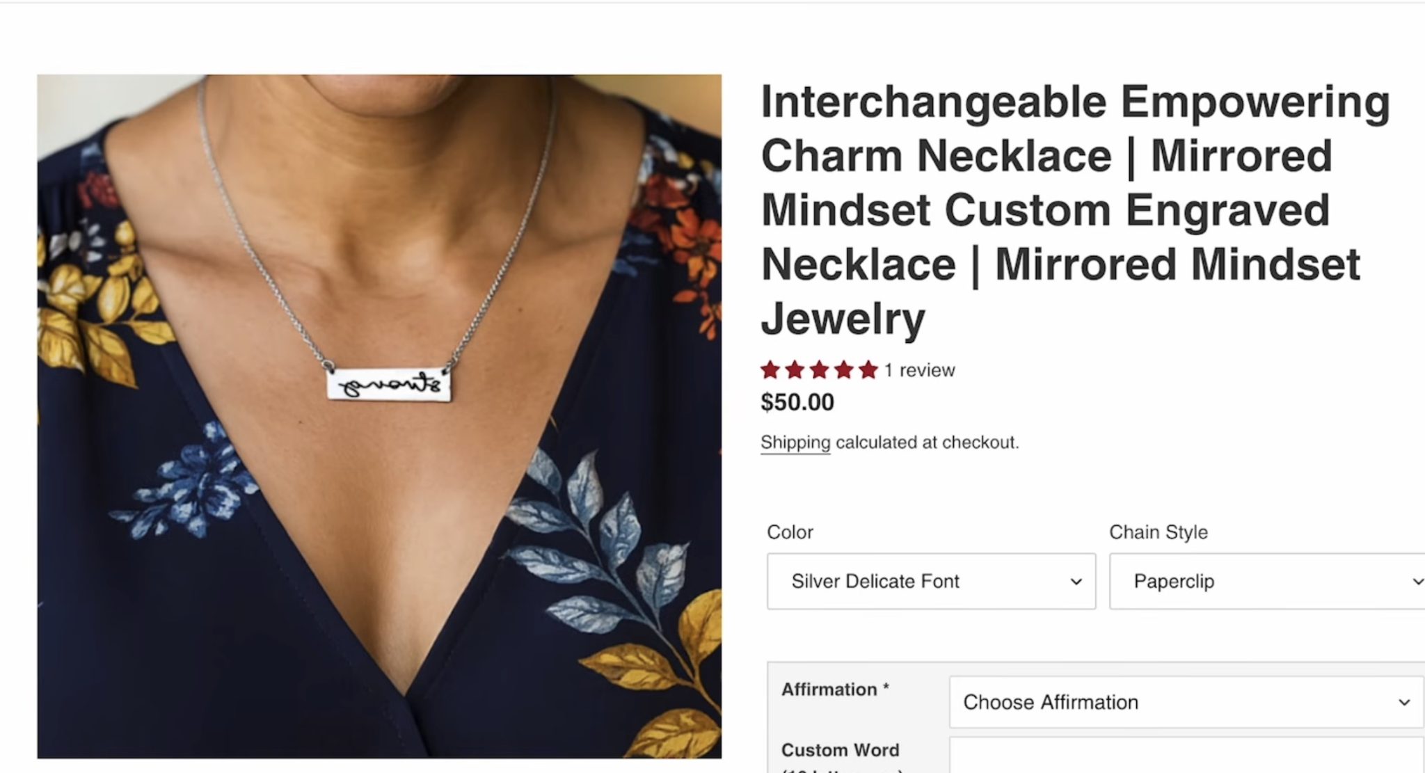 Laser engraved necklace.