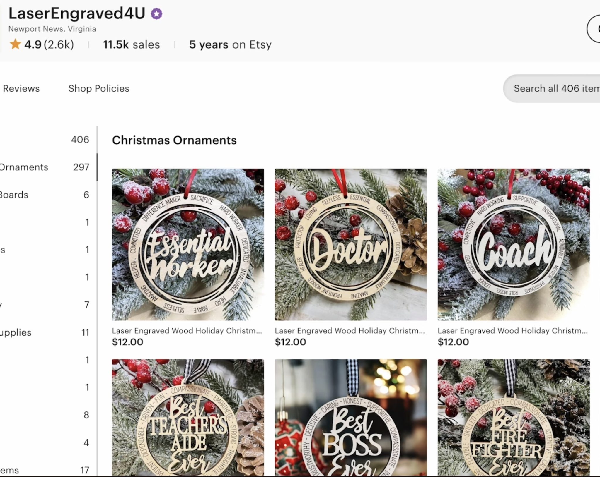 Laser wood ornaments.