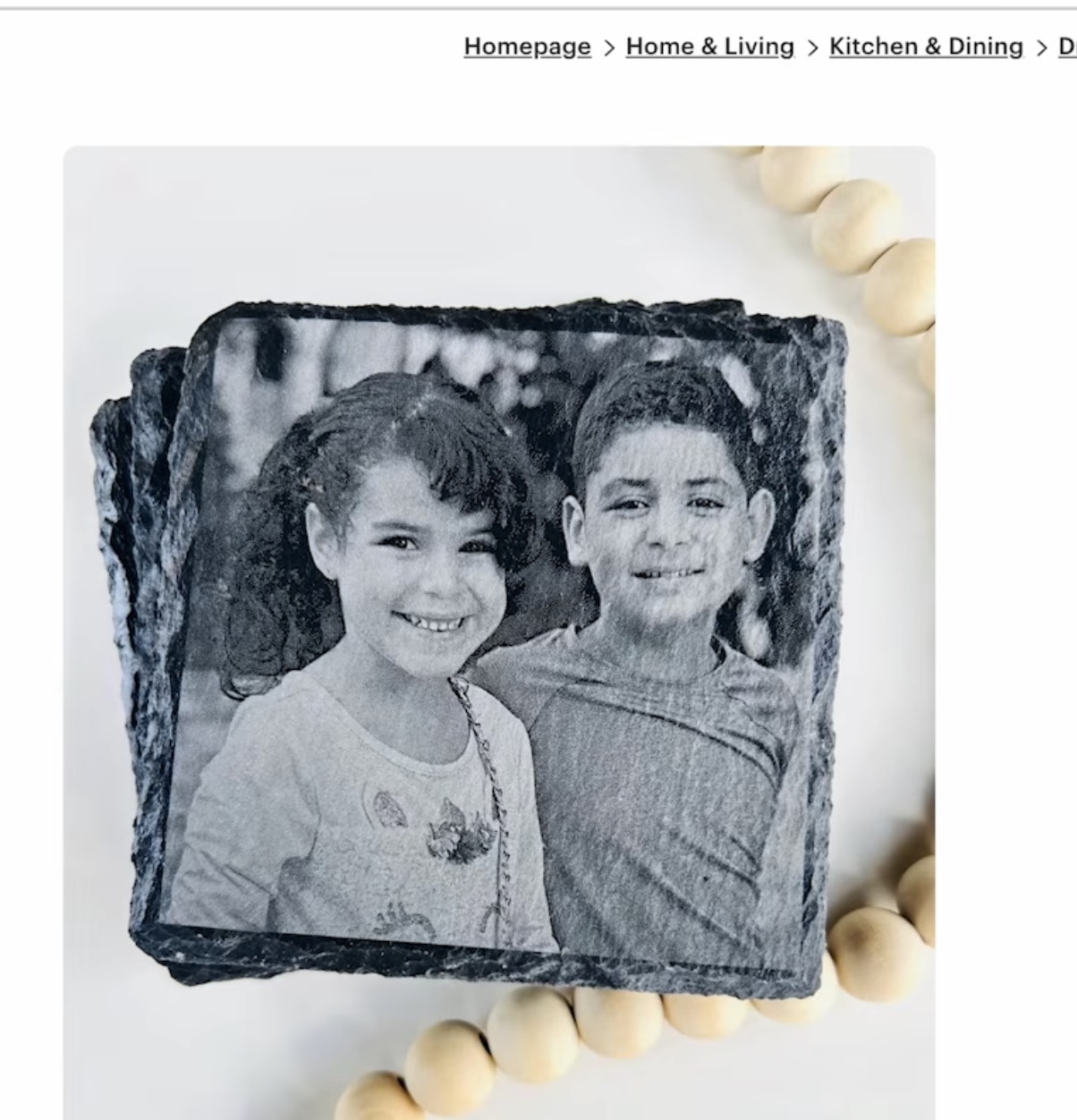 Photo engraved slate coaster.