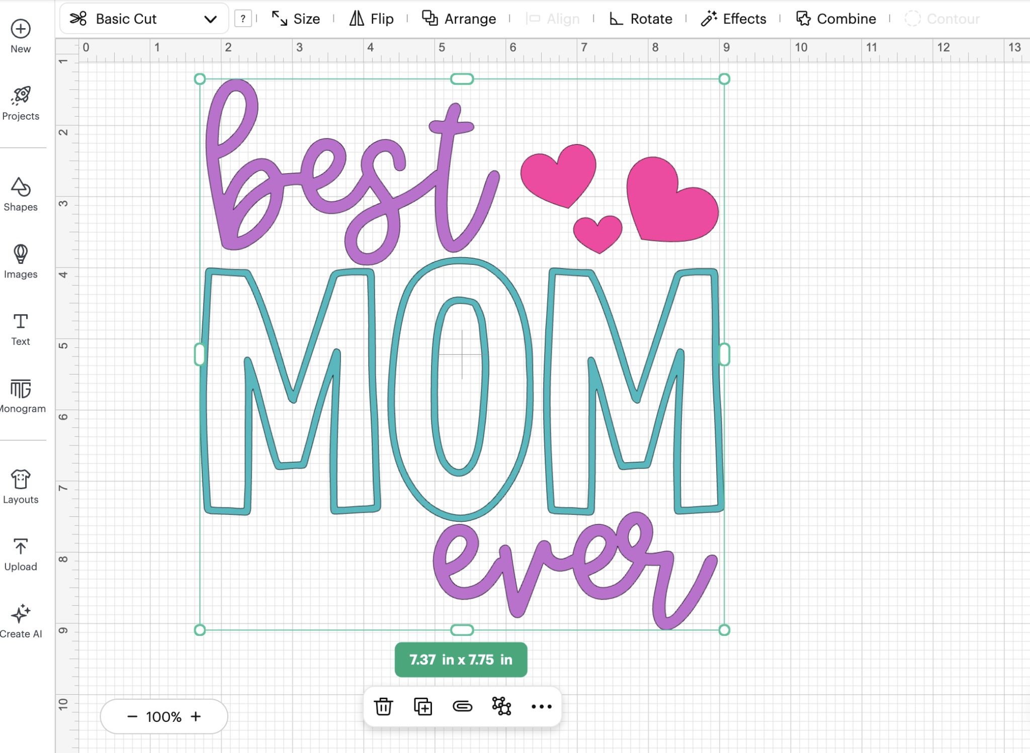 Best Mom Ever SVG resized in Design Space