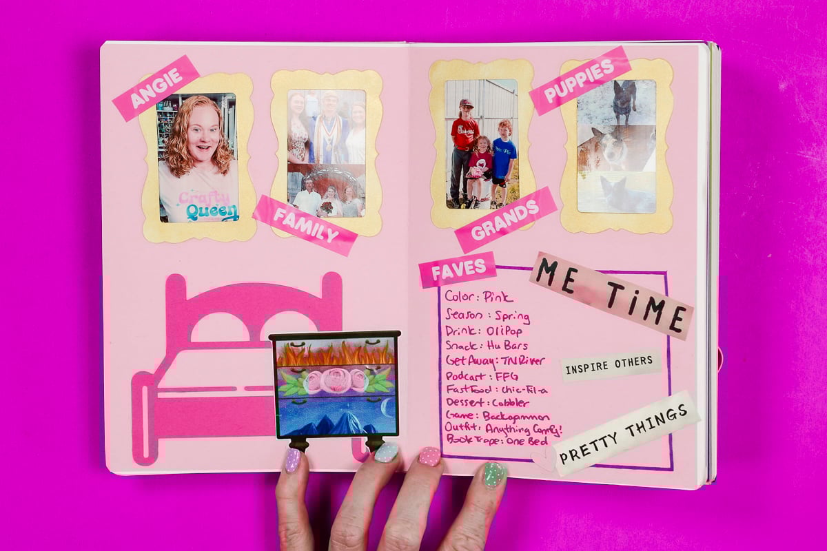 All about me junk journal page.