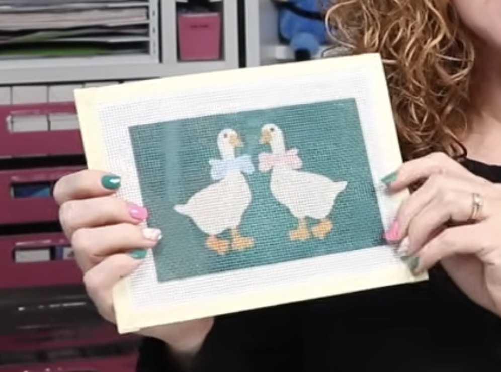Goose sublimation needlepoint.