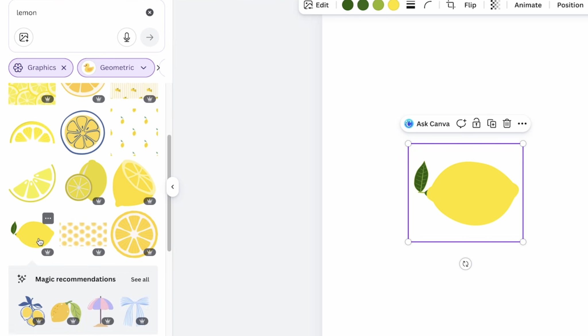 Simple lemon in Canva.
