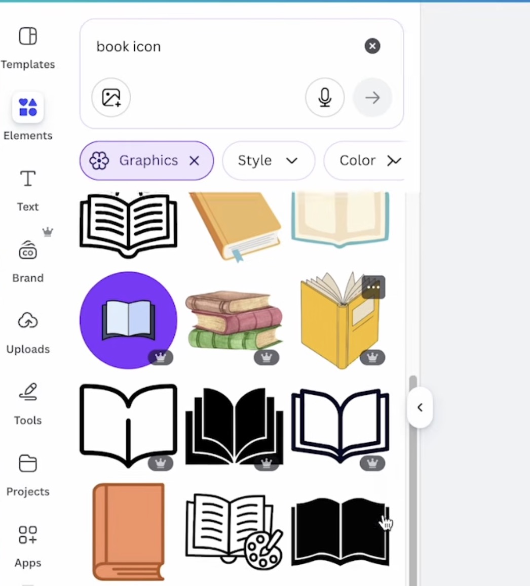 Book Icon designs in Canva.