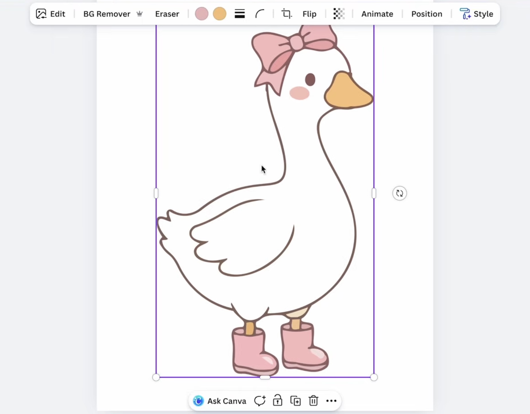 Goose design with outline.