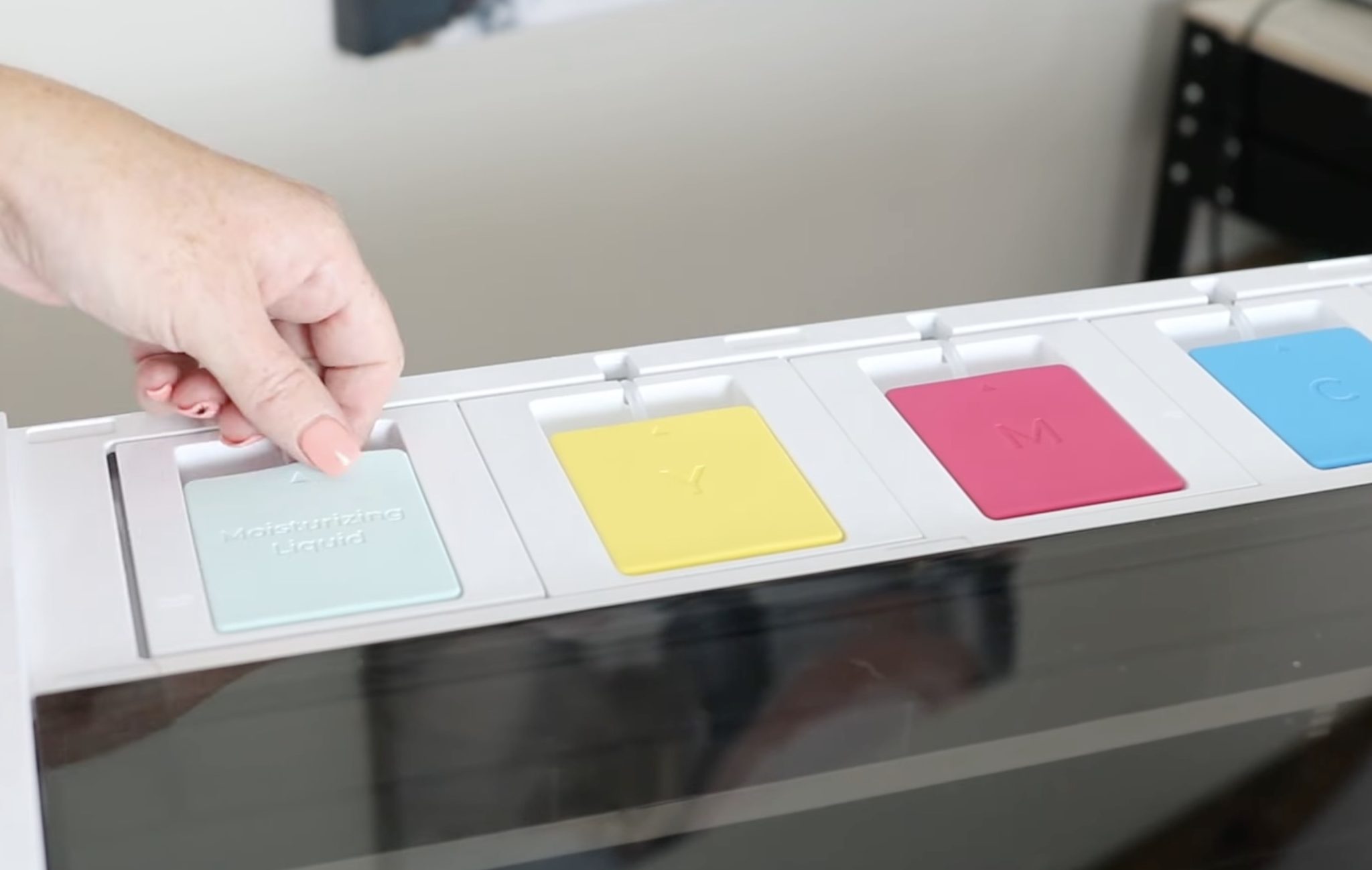 Open flap to fill ink and liquids.