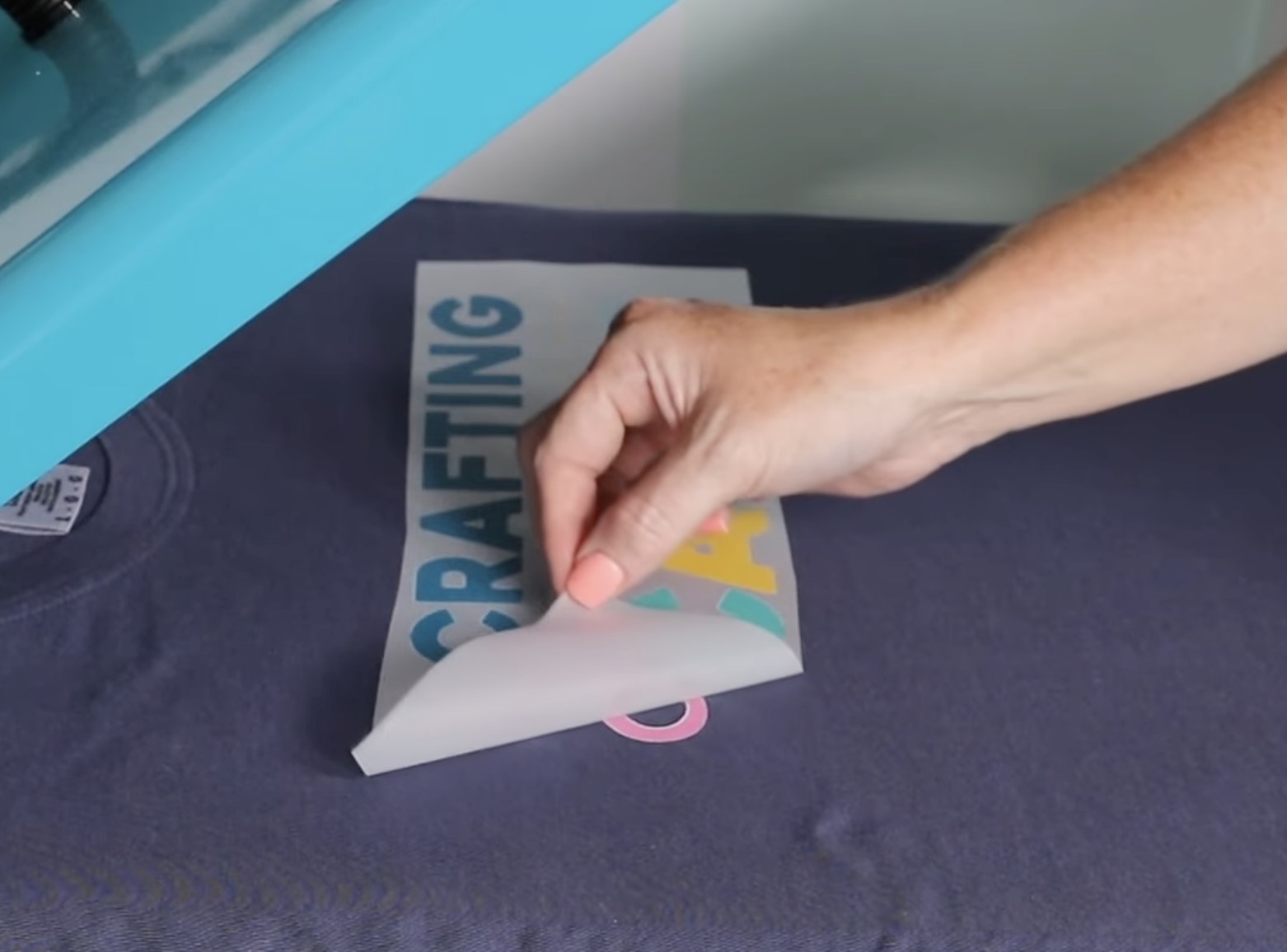 Peel back carrier sheet.