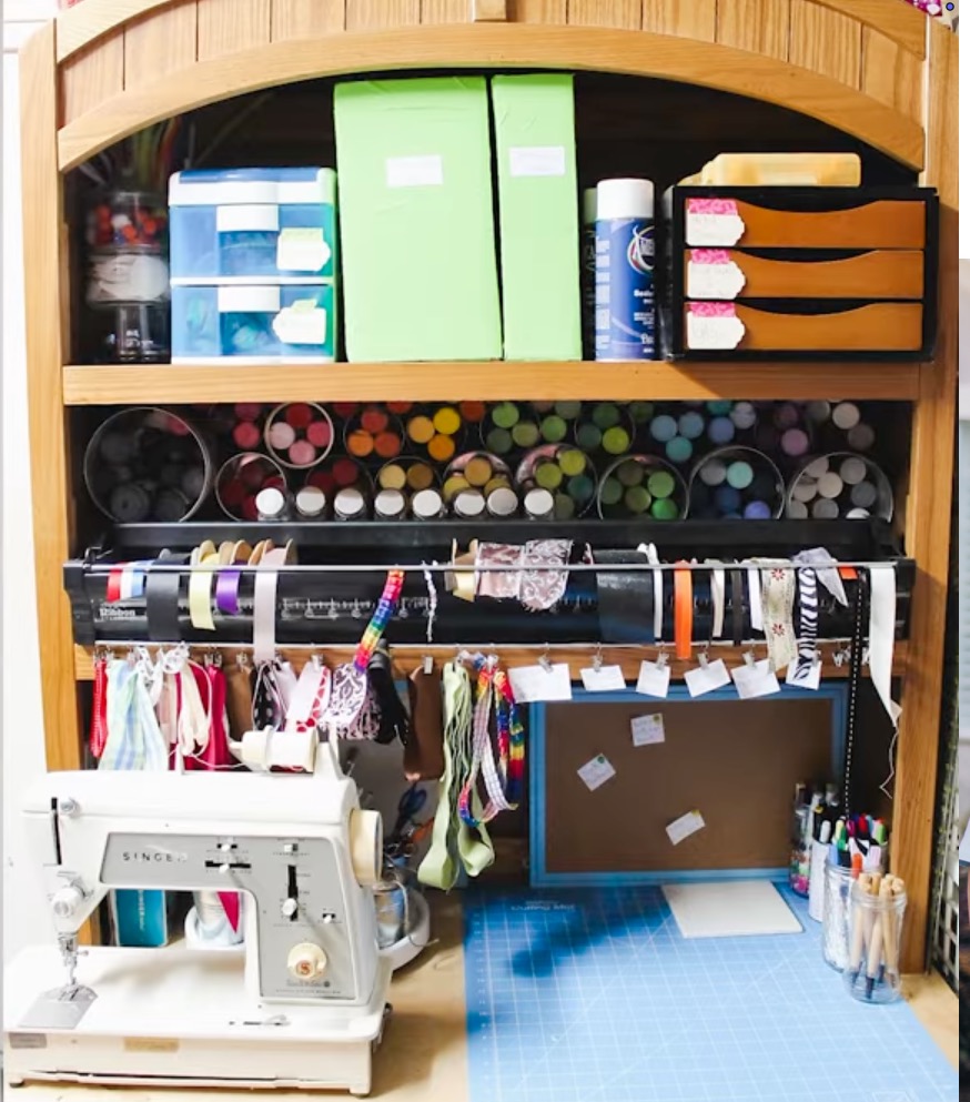 Craft hutch on table.