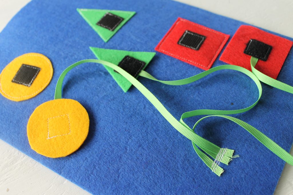 velcro attached to felt shapes with ribbon
