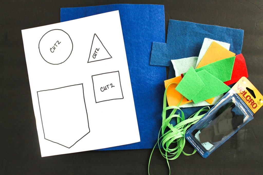 Supplies to make felt shapes busy book page