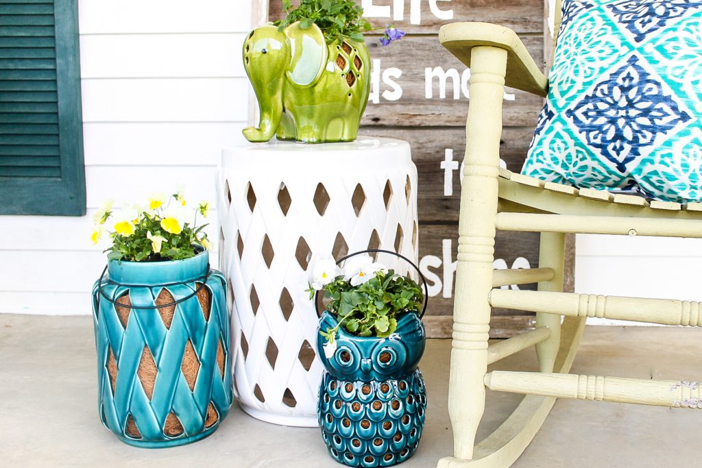 adorable planters made from lanterns