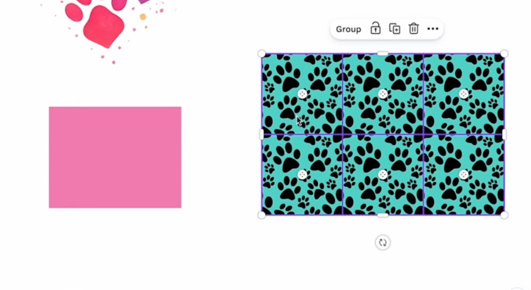 Repeating sublimation design on Canva canvas.
