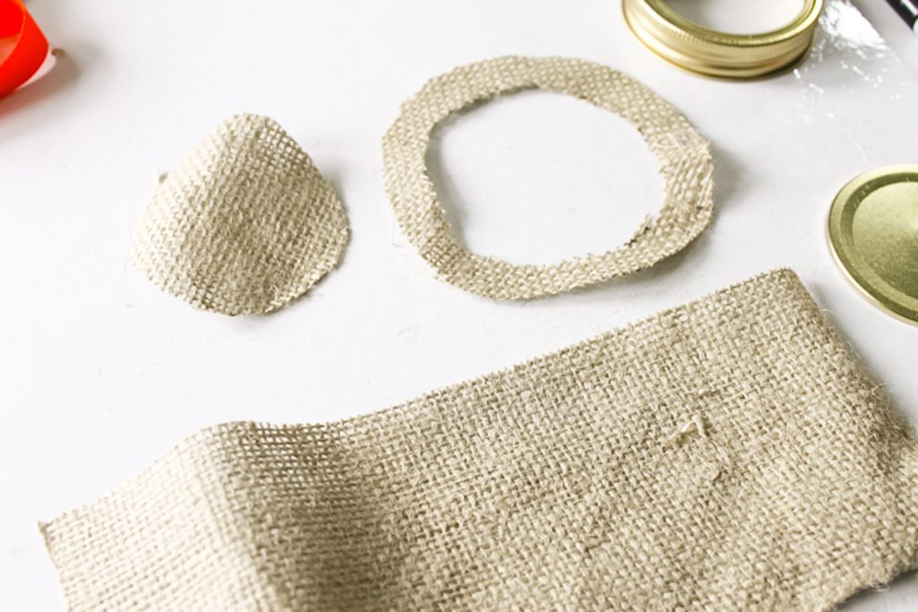 cut pieces of burlap
