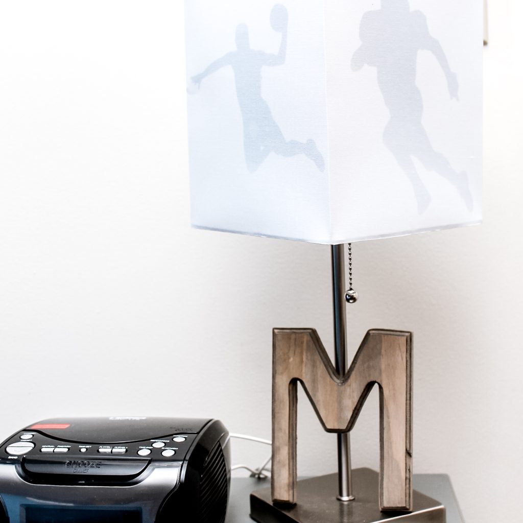 initial lamp with sports silhouettes