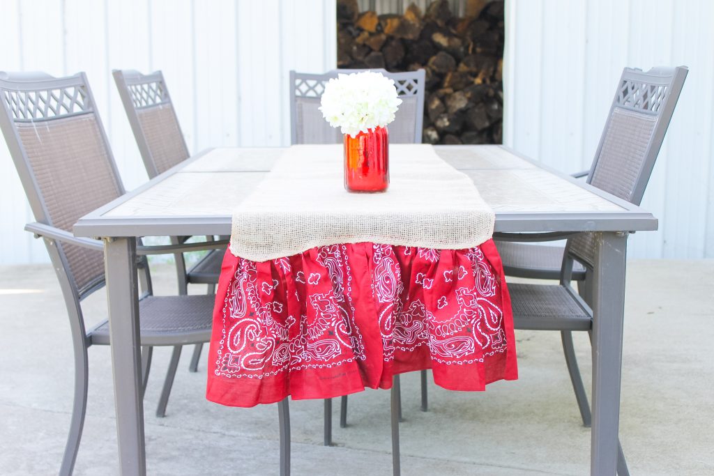 bandanas and burlap table runner