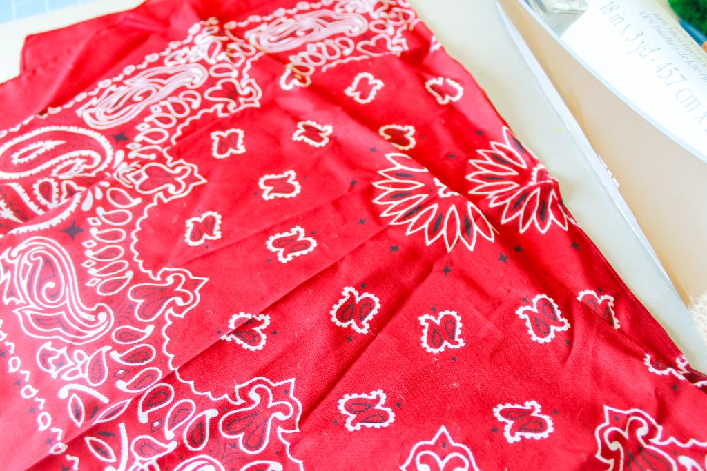 Bandanas laid out from packaging