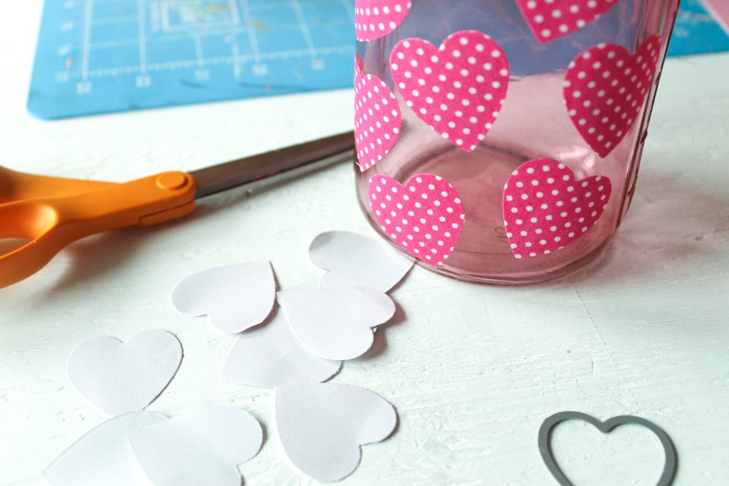adhesive fabric on a mason jar