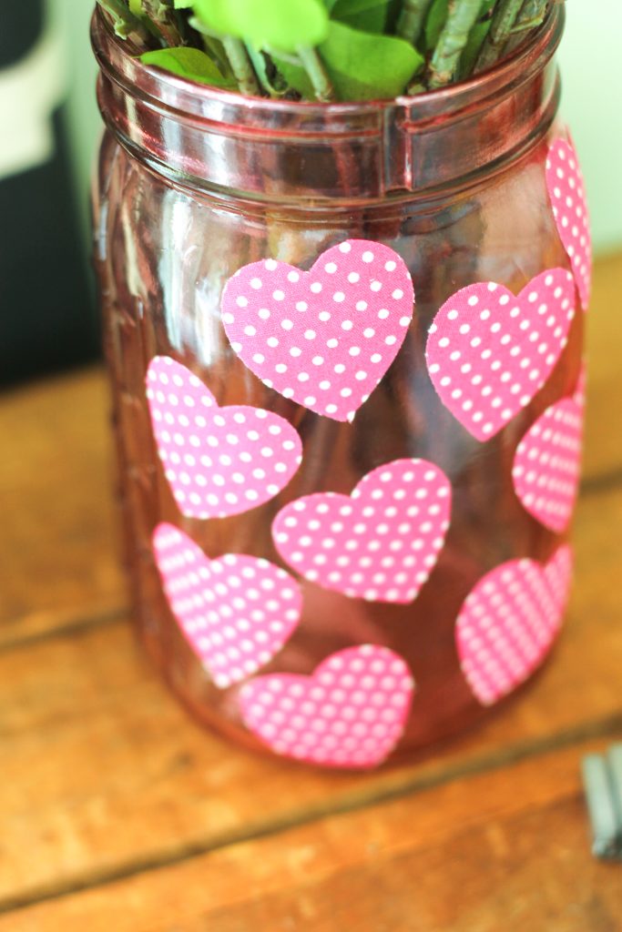 adhesive fabric on a mason jar