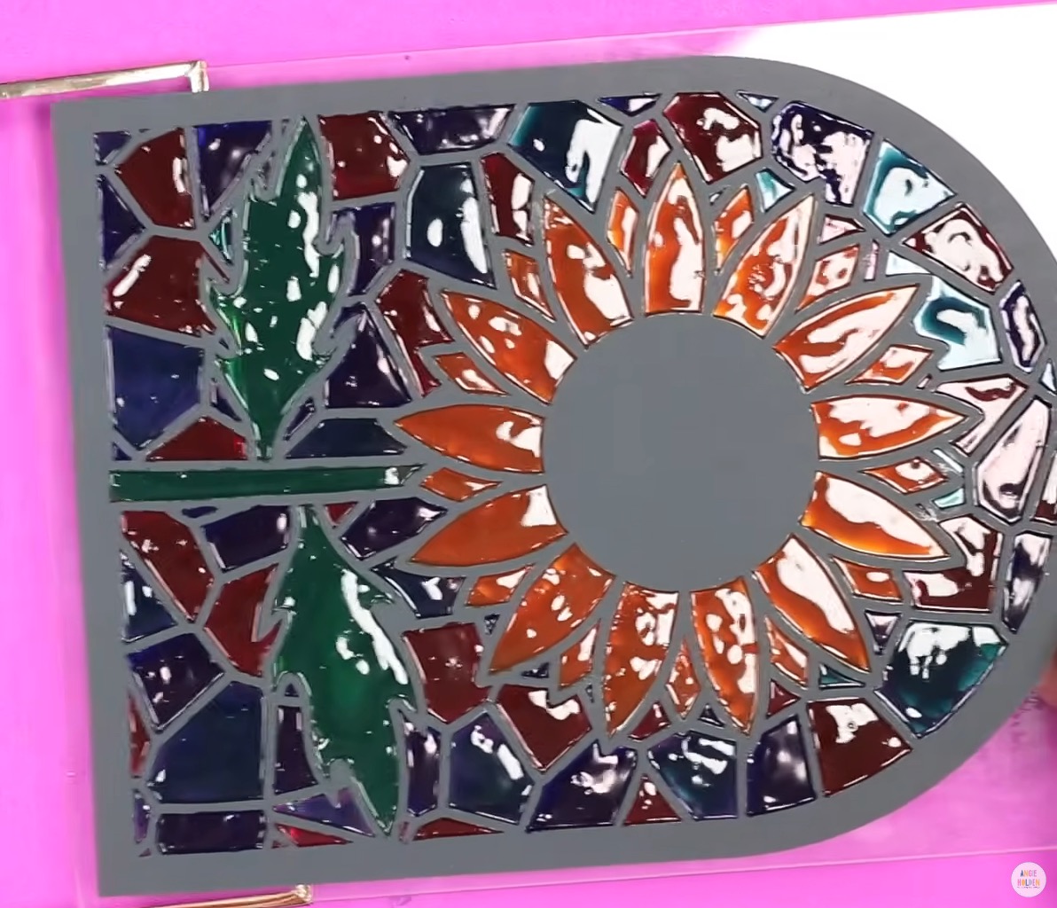 Dried stained glass paint, backside.