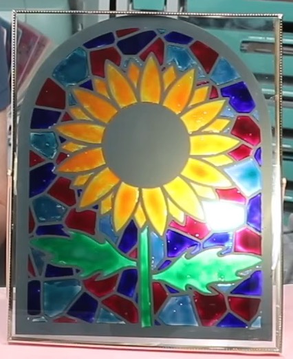 Cricut stained glass from the front.