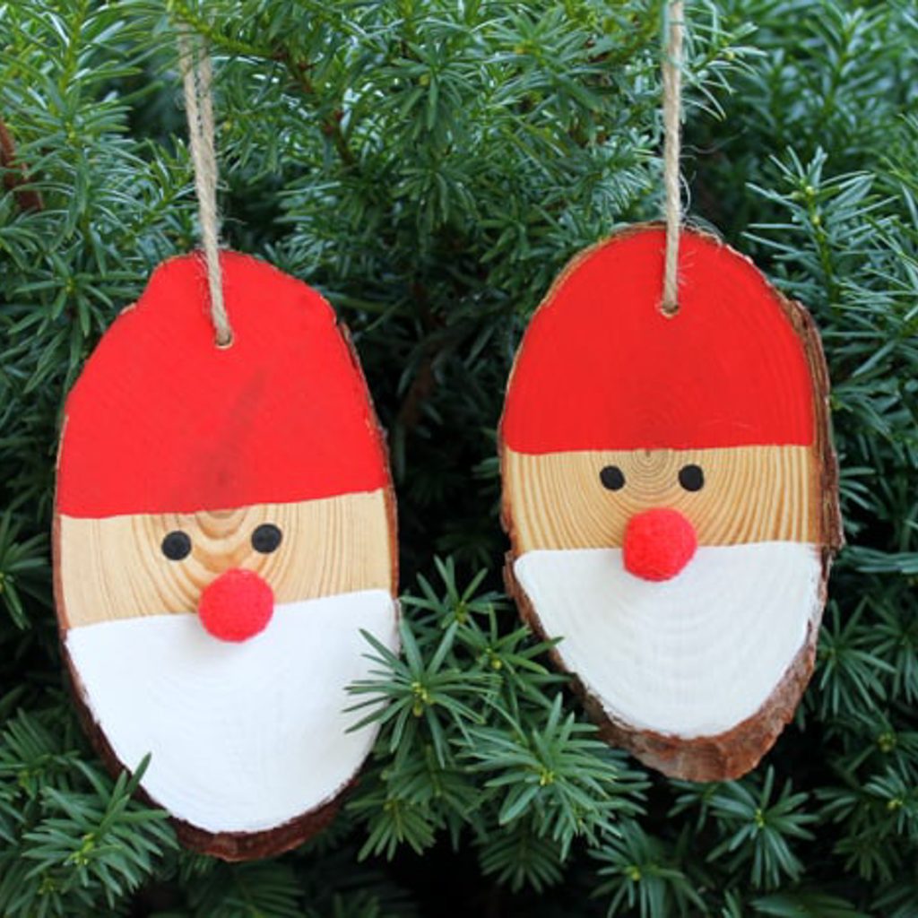 cute santa claus wood slice ornaments