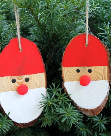 cute santa claus wood slice ornaments