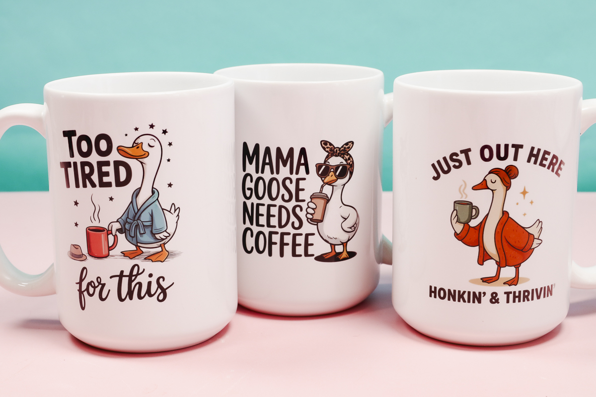 Finished sublimation mugs.