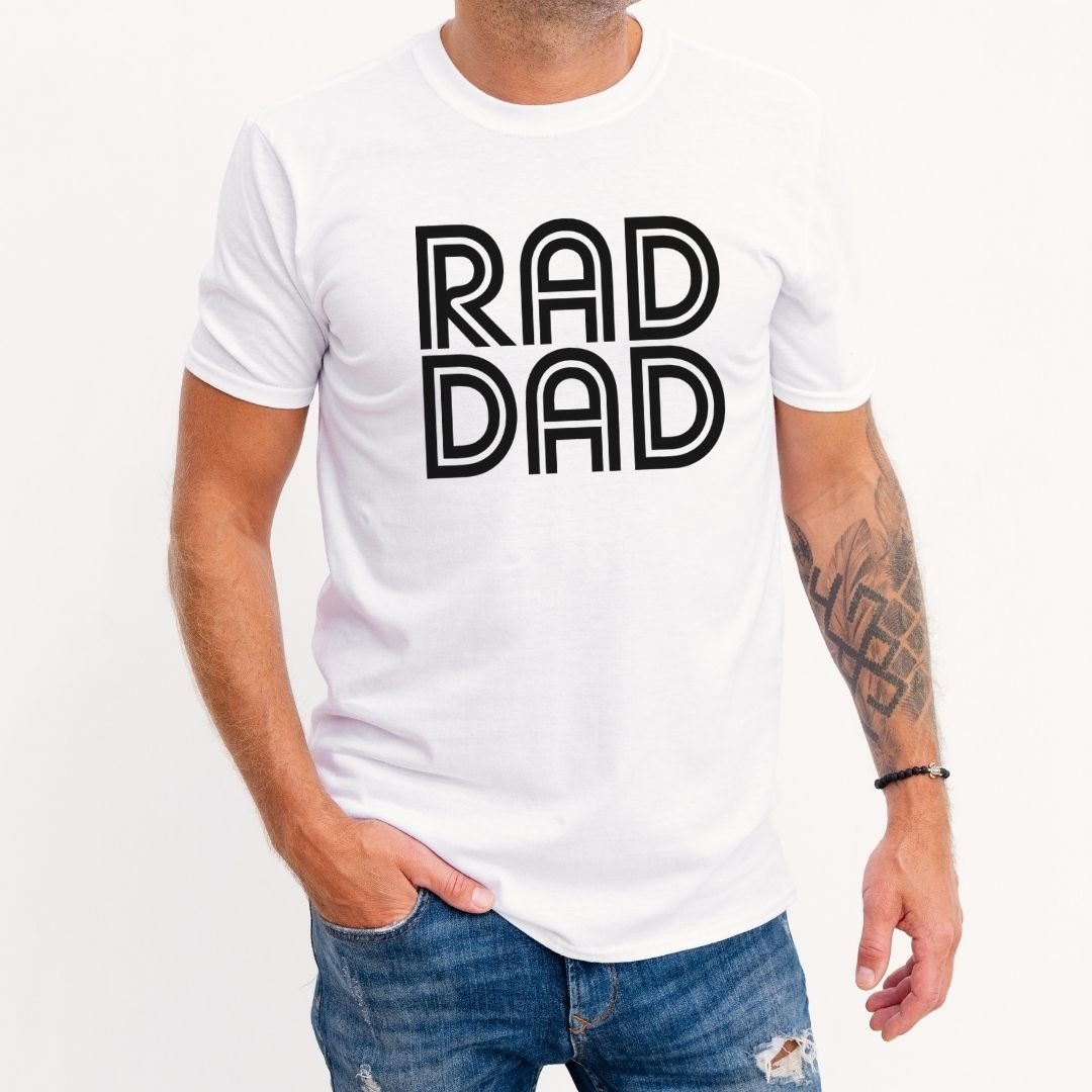 Free Rad Dad SVG on t-shirt.