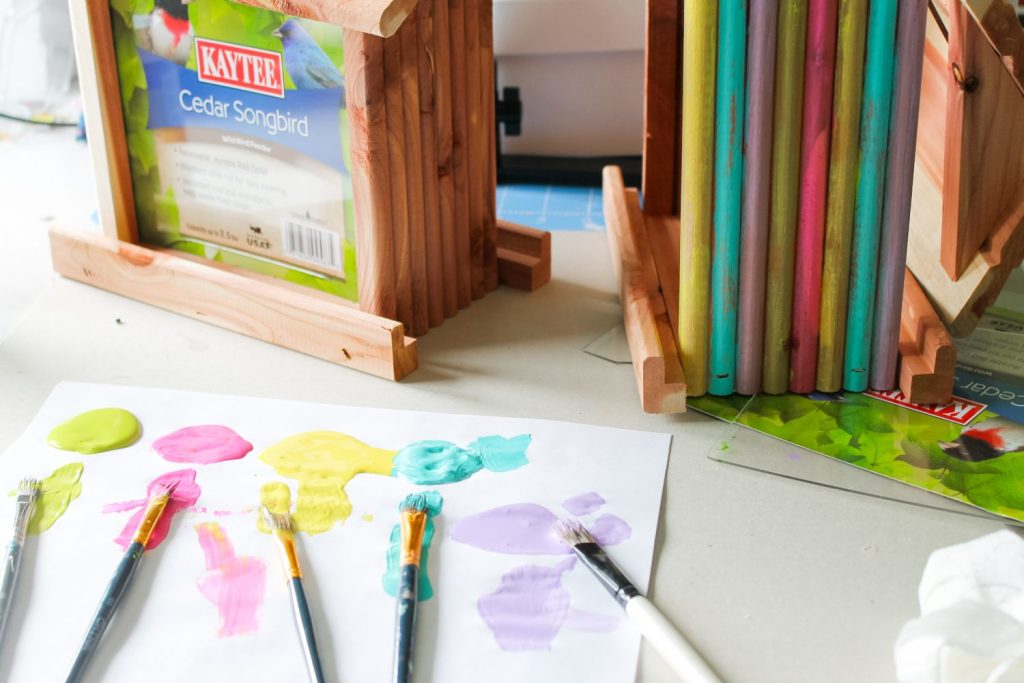 paint brushes with bird feeder kits