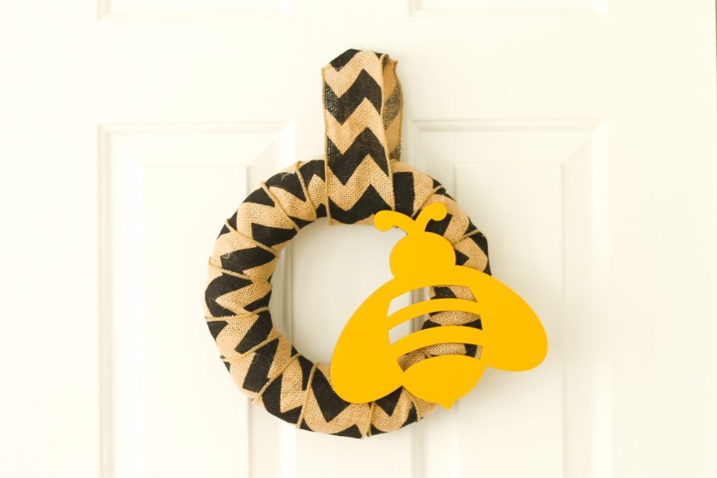 burlap ribbon covered wreath form