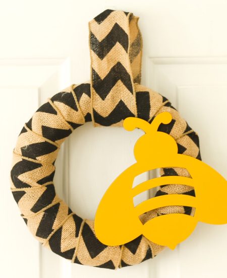 Chevron burlap bee wreath