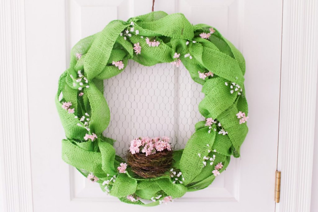 Spring floral burlap wrreath