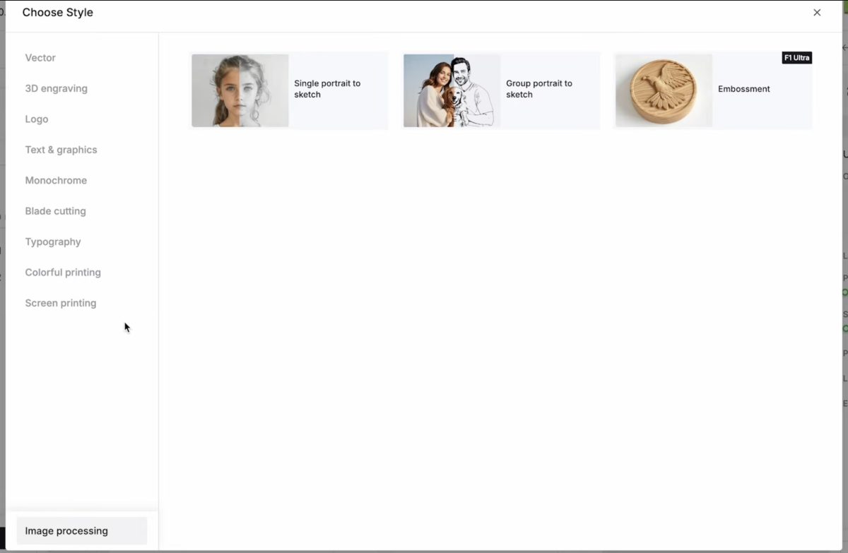 Select the embossment processing.
