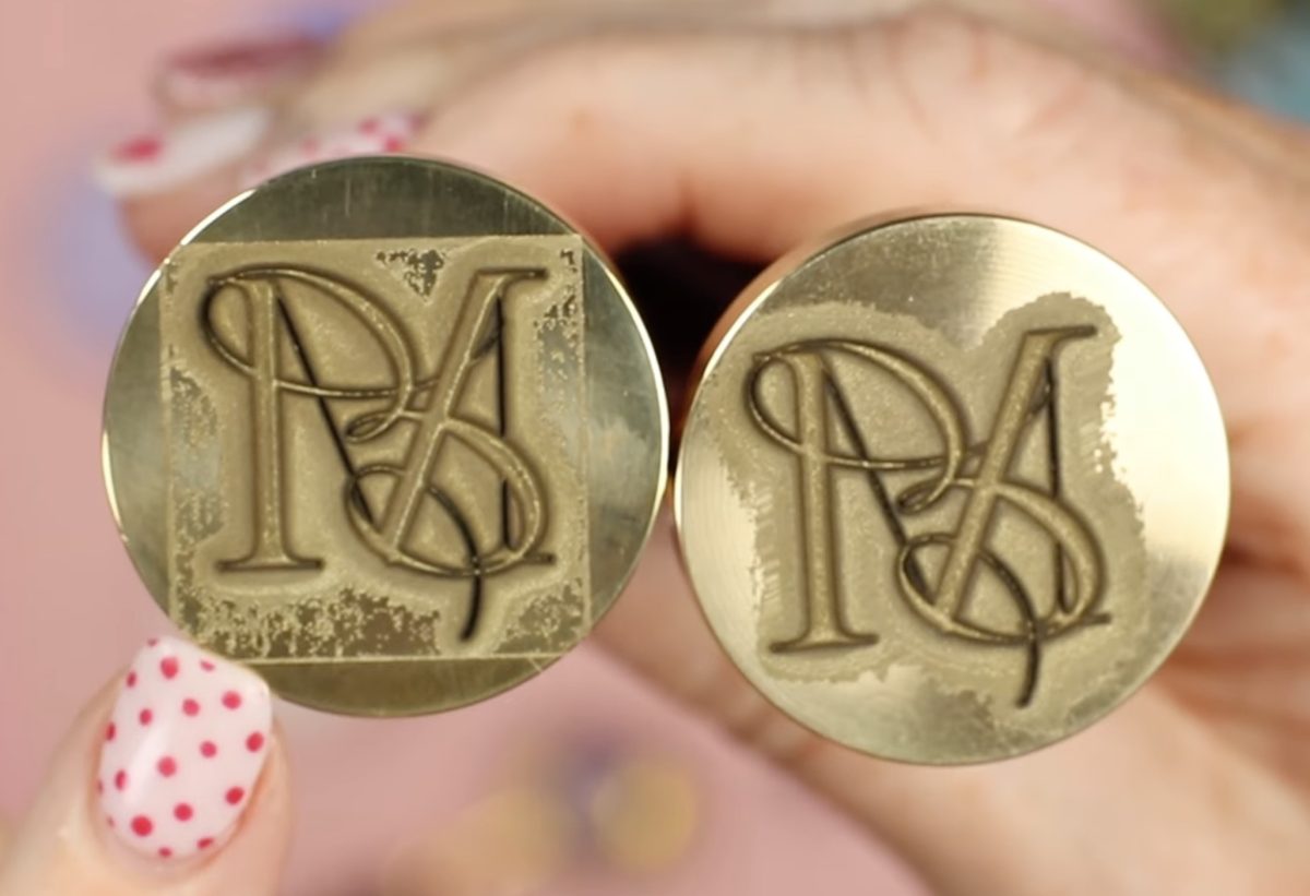 Custom wax seal stamp comparison.