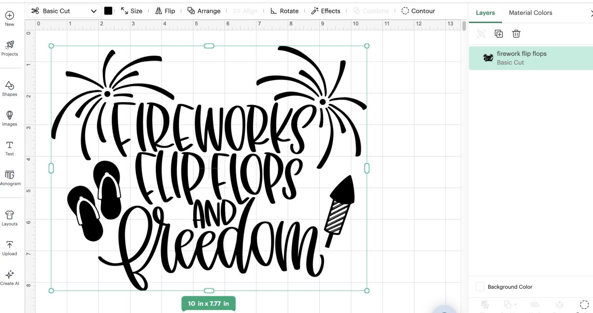 Free 4th of July SVG file in Design Space.