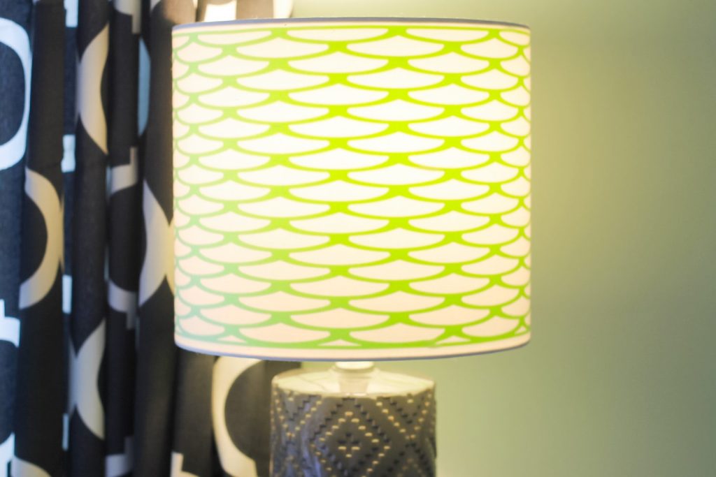 vinyl on a lampshade with the light turned on