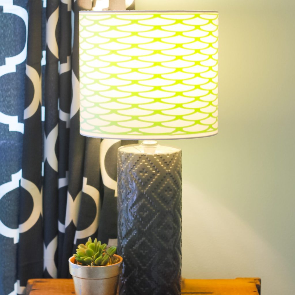 Vinyl pattern added to the inside of a lampshade