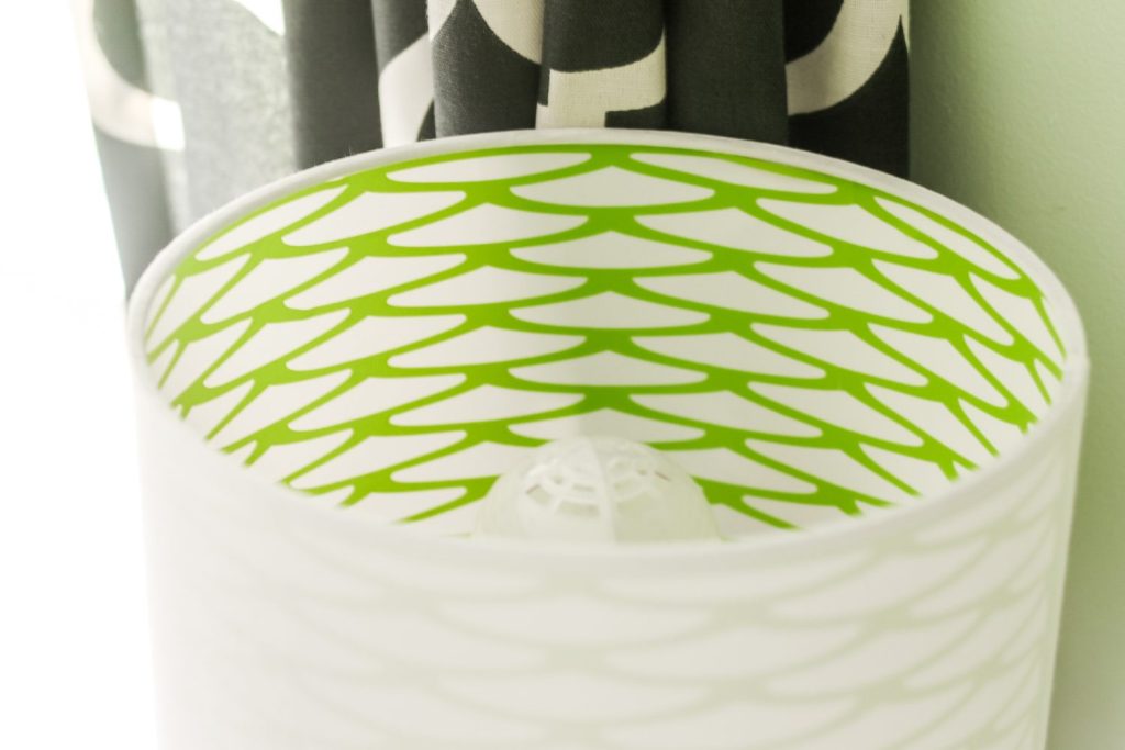 Close up of vinyl added tot he inside of a lampshade