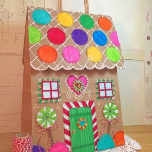 Upcycled Gingerbread House Gift Bag by Beth Watson Designs Studio